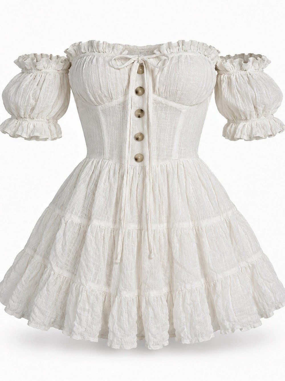 Sabo Skirt Off-Shoulder Mini Dress White XS